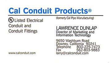 business card designed by larry dunlap graphic design