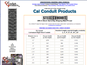 calconduit steel conduit website designed developed maintained by larry dunlap web design